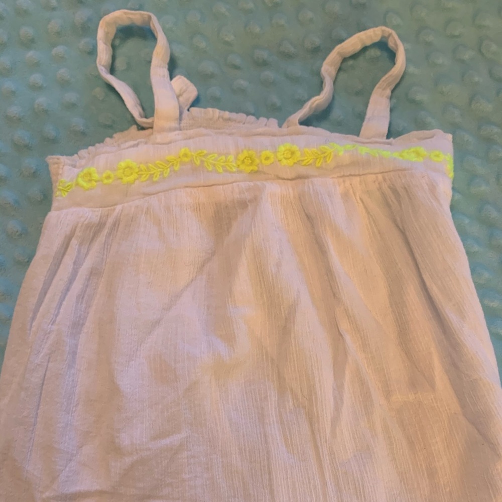 Mini Boden white cotton tank with embroidery